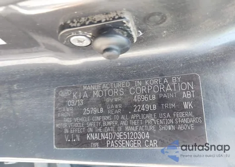 2014 Kia Cadenza Premium from USA, damaged, VIN KNALN4D79E5120304